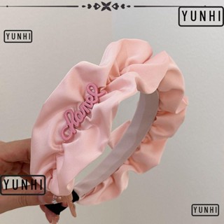 Yunhi ปีกกว้าง Scrunchie, เครื่องมือจัดแต่งทรงผมผ้าจีบผม Hoop, อุปกรณ์เสริม Headwear จดหมายที่คาดผมผู้หญิง