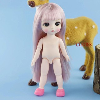 Cleoes BJD ดวงตาตุ๊กตา 3D ผมยาว 16 ซม. สําหรับแต่งหน้า DIY 1/12