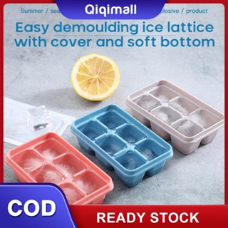 [จัดส่งใน 24 ชม.] ถาดทำน้ำแข็ง 6 ช่องพร้อมฝาปิด Ice Box Quick Freezing Blue Silicone Soft Bottom &amp;#39;QIQI