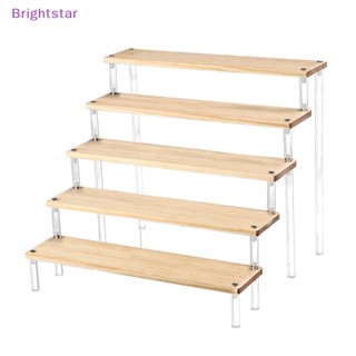 Brightstar ใหม่ ขาตั้งไม้อะคริลิคใส สําหรับตั้งโชว์ ฟิกเกอร์ คัพเค้ก ยาทาเล็บ เครื่องสําอาง