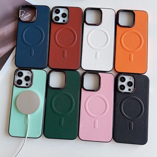 เคสโทรศัพท์มือถือหนังแกะ ซิลิโคน แม่เหล็ก หรูหรา สําหรับ iPhone 14 13 12 Pro Max 11 XS XR