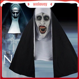 The Nun Horror Mask หน้ากากยาง พร้อมผ้าพันคอ สําหรับปาร์ตี้ฮาโลวีน (WLJQ)