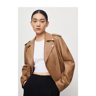 [Autumn New Product] Samei iron tower leather loose profile version sheep leather leather leather jacket forever invincible short leather jacket womens autumn NOJS