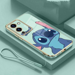 [พร้อมส่ง] เคสโทรศัพท์มือถือแบบนิ่ม ขอบสี่เหลี่ยม ลายมอนสเตอร์ Stitch เคลือบเงา สําหรับ infinix Note 12 G96 G88 Note12 Pro 5G VIP Note 11s 11 Pro