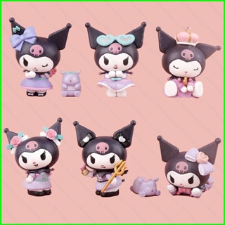 Sqt โมเดลตุ๊กตาฟิกเกอร์ Sanrio Kuromi Little Demon and Baku ของเล่นสําหรับเด็ก 6 ชิ้น