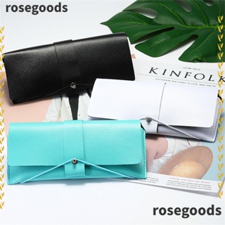 Rosegoods1 กล่องแว่นกันแดด หนัง PU กระเป๋าแว่นตา พับได้ แฟชั่น เคสแว่นตา สีพื้น