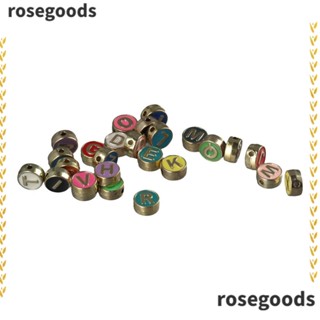 Rosegoods1 ลูกปัดโลหะอัลลอย ทรงกลม ลายตัวอักษร A-z หลากสี 52 ชิ้น