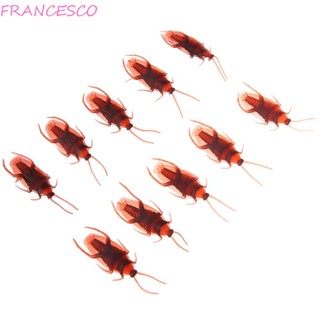 Francesco แมลงสาบปลอม เหมือนจริง 10 ชิ้น ของเล่นตลก โมเดลพิเศษเหมือนจริง Blackbeetle