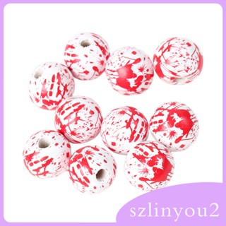 [szlinyou2] ลูกปัดไม้ ทรงกลม แฮนด์เมด 10 ชิ้น สําหรับตกแต่งปาร์ตี้ฮาโลวีน