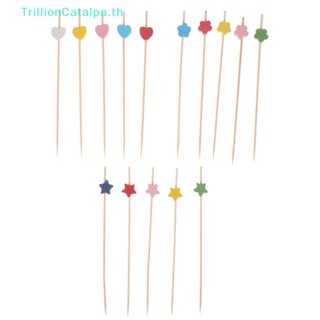 Trillioncatalpa ไม้จิ้มผลไม้ ไม้ไผ่ สําหรับตกแต่งค็อกเทล ปาร์ตี้ 100 ชิ้น ต่อถุง