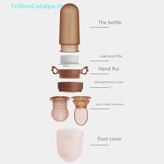 Trillioncatalpa ขวดนมซิลิโคน พร้อมช้อนยางกัด สําหรับเด็กทารก