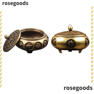 Rosegoods1 กระถางธูปทองเหลือง ขนาดเล็ก แบบพกพา สําหรับตกแต่งบ้าน 2 ชิ้น