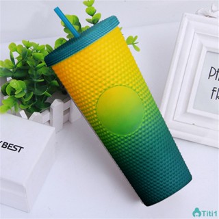 710ml Gradient Straw Cup Double Layer Plastic Cup Large Capacity Bpa Durian Cup Portable Holiday Party Gradient Cup TH1