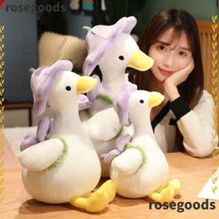 Rosegoods1 ตุ๊กตาเป็ด ดอกไม้ แบบนิ่ม ขนาด 35 ซม. ของเล่นสําหรับเด็ก