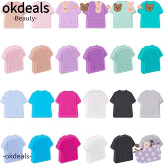 Okdeals จี้ลูกปัดซิลิโคน 26x26.5x8 มม. 10 สี สําหรับทําเสื้อผ้าพยาบาล