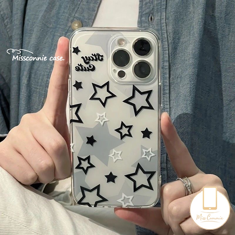 เคสโทรศัพท์มือถือ Tpu นิ่ม แบบใส ลายดาวห้าแฉก ไล่โทนสี สําหรับ IPhone 15 14 11 13 12 Pro Max 15 7Plus XR 7 8 6 6S Plus X XS Max SE 2020