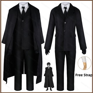 Cool Bungo Stray Dogs Dazai Osamu ชุดคอสเพลย์ เสื้อแจ็กเก็ต เสื้อกันลม สีดํา