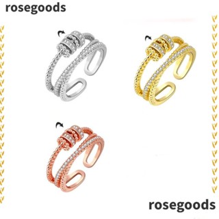 Rosegoods1 แหวนสามขา หมุนได้ ผ่อนคลายตัวเอง เครื่องประดับ 3 ชิ้น