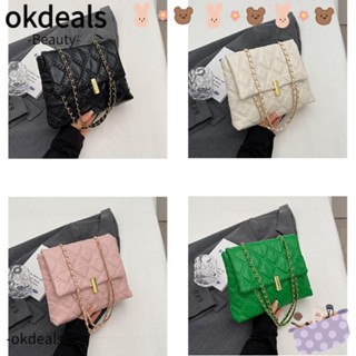 Okdeals กระเป๋าถือ กระเป๋าสะพายไหล่ สะพายข้าง หนัง Pu ความจุสูง สีพื้น สไตล์มินิมอล สําหรับสตรี