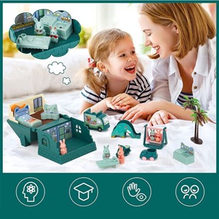บ้านตุ๊กตา บ้านตุ๊กตา กระต่าย แมว เฟอร์นิเจอร์จําลอง ขนาดเล็ก ของขวัญ diy