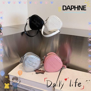 Daphne กระเป๋าสะพายข้าง หนัง Pu ทรงหัวใจ ขนาดเล็ก สําหรับผู้หญิง