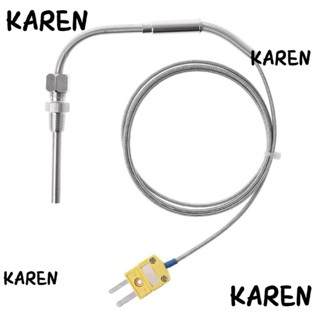 Karen เทอร์โมคัปเปิล เซนเซอร์อุณหภูมิ สเตนเลส พร้อมเกลียว NPT 1/8 นิ้ว สายเคเบิลยาว 2 เมตร 0-1250 ℃ โพรบเซนเซอร์เชื่อมต่อท่อไอเสียแก๊ส