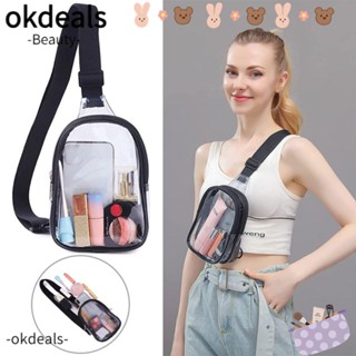 Okdeals กระเป๋าคาดอก PVC กันน้ํา สีโปร่งใส สําหรับผู้ชาย และผู้หญิง