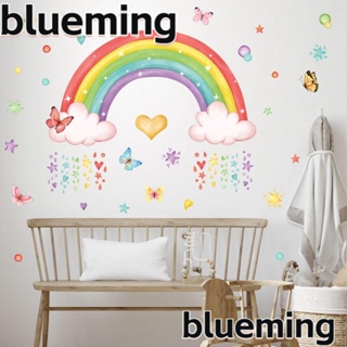 Blueming2 สติกเกอร์พีวีซี ลายสายรุ้ง กันน้ํา ลอกออกได้ หลากสี สําหรับติดตกแต่งผนังห้องเด็กอนุบาล