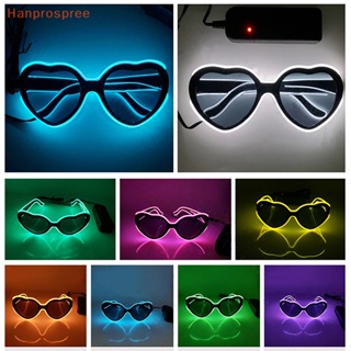 Hanprospree&gt; แว่นตากันแดดนีออน รูปหัวใจ มีไฟ LED สําหรับเด็ก และผู้ใหญ่