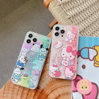 SANRIO เคสโทรศัพท์มือถือ แบบกลิตเตอร์ในของเหลว ลาย Hello Kitty Cinnamoroll สีชมพู หรูหรา สําหรับ Xiaomi Redmi 9T K60 K50 K40 K30 Pro Ultra Poco F5 X5 Pro M4 Pro 5G X3 GT X2 F3 M3 Pro