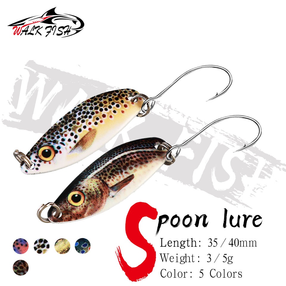 Walk FISH ชุดช้อนโลหะ ทองเหลือง น้ําหนักเบา 3 กรัม 5 กรัม สําหรับตกปลาเทราท์ ไพค์ เบส ทะเลสาบ