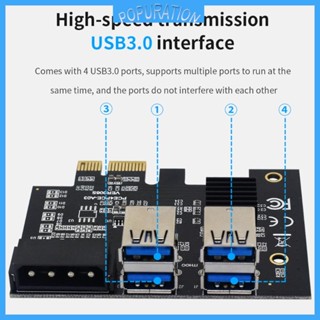 Pop อะแดปเตอร์การ์ดไรเซอร์ PCI-E เป็น PCIe PCI-Express 1x เป็น 16x 1 เป็น 4 USB 3 0 พร้อมพอร์ตพาวเวอร์ Molex 4 Pin