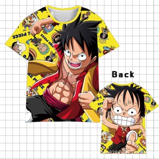 เสื้อยืดแขนสั้น พิมพ์ลายอนิเมะ One Piece Luffy Chopper Ace Zoro Sanji 3 มิติ สําหรับผู้ชาย