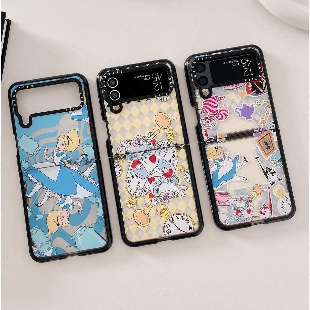 Disney Alice in Wonderland Casetify Impact Hard Clear เคสโทรศัพท์สําหรับ Samsung Galaxy Z Flip 3 4 5