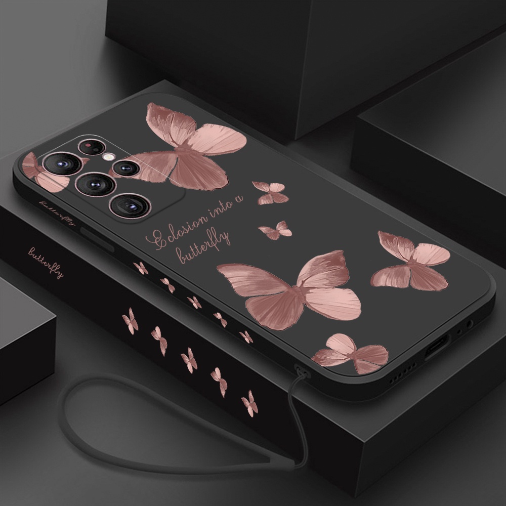 เคสโทรศัพท์มือถือ ซิลิโคน ลายดอกไม้ ผีเสื้อ สําหรับ Samsung Galaxy S24 S22 S21 S10 S10e S20 Plus S22 S20 s23 S21 S24 Ultra 21 fe 5g