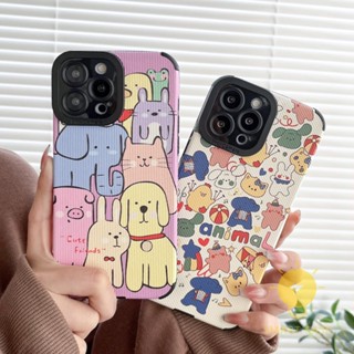 For เคสไอโฟน 14 Pro Max [Cute Animals Puppy] เคส Phone Case For iPhone 14 Pro Max Plus 13 12 Mini 11 For เคสไอโฟน11 Ins Korean Style Retro Classic Couple Shockproof Protective TPU Cover Shell