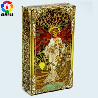 Golden Art Nouveau Tarot Deck 78 Cards with Guidebook Cards Occult Divination Book Sets for Beginners Box Major and Minor