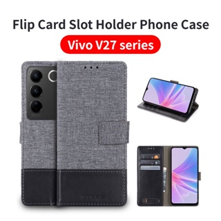 เคสโทรศัพท์มือถือหนังแข็ง ฝาพับ กันกระแทก พร้อมช่องใส่บัตร สําหรับ Vivo V29 V27 e Pro Lite V27e V27Pro 5G V29Pro V29Lite 2023