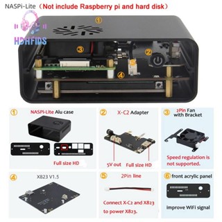 Naspi Lite Kit + X823 บอร์ดขยาย + X-C2 อะแดปเตอร์บอร์ด + เคส สําหรับ Raspberry Pie SATA HDD / SSD ฮาร์ดดิสก์ NAS เซิร์ฟเวอร์จัดเก็บข้อมูล