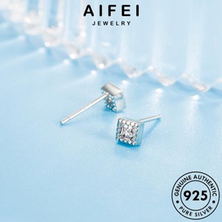 AIFEI JEWELRY ห่วง ต่างหู Silver ตุ้มหู เกาหลี 925 เครื่องประดับ แบล็คไดมอนด์ออบซิเดียน เงิน ตารางบุคลิกภาพ เครื่องประดับ หนีบ ต้นฉบับ ผู้หญิง แท้ แฟชั่น E249