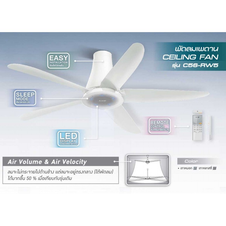 TheFan MITSUBISHI พัดลมติดเพดาน C56-RA5 56 นิ้ว มีรีโมท