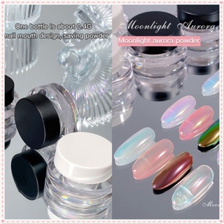 Moonlight White Aurora Powder Super Flash Mirror Flour White Ice Transparent Magic Mirror Polarized Flash Fairy Dip Powders อุปกรณ์ทําเล็บสีทาเล็บ