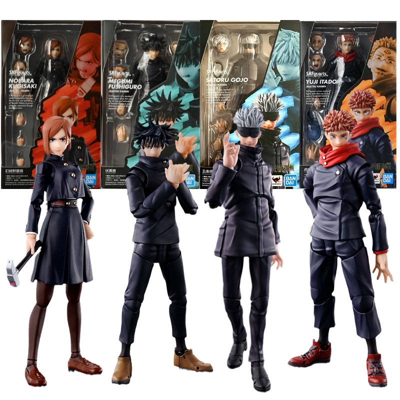 Bandai ของแท้ ฟิกเกอร์ อนิเมะ Jujutsu Kaisen Shf Gojo Satoru Itadori Yuji Nobara สําหรับเด็กผู้ชาย