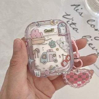 เคสหูฟัง แบบนิ่ม ลายดอกไม้ กระต่ายน่ารัก สําหรับ Airpods Pro 2 3rd Generation 2