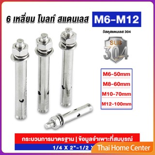 พุกสแตนเลส ขนาด 304 M6 M8 M10 M12 6 หัวเหลี่ยม ไซส์ M6 M8 สแตนเลส Expansion Bolt