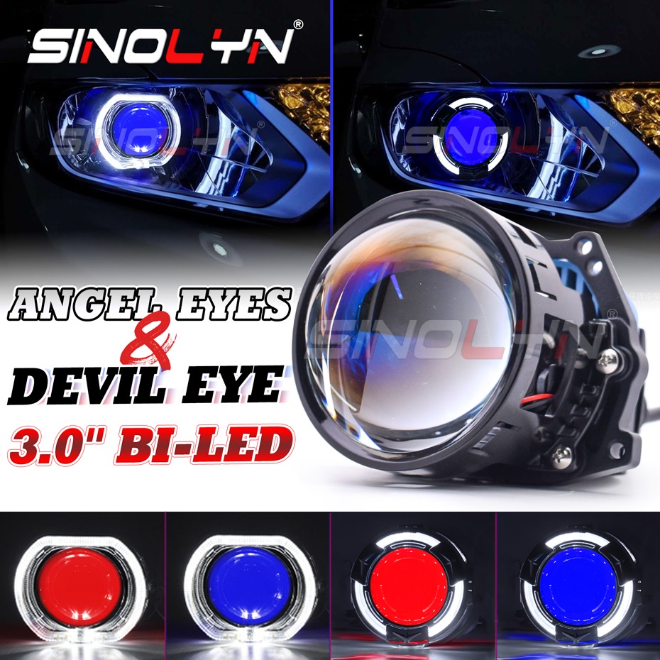 ไฟหน้าโปรเจคเตอร์ bi led projector 65W Hella 3R G5 Angel Eye 360 องศา devil eye ไฟวงแหวน led 3 นิ้ว 