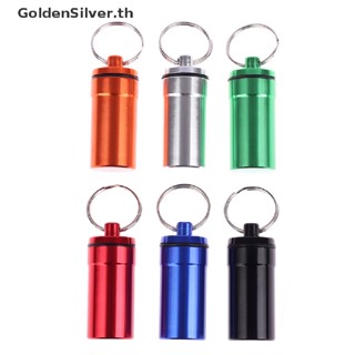 Goldensilver กล่องใส่ยา แบบพวงกุญแจ อะลูมิเนียม กันน้ํา สีเงิน