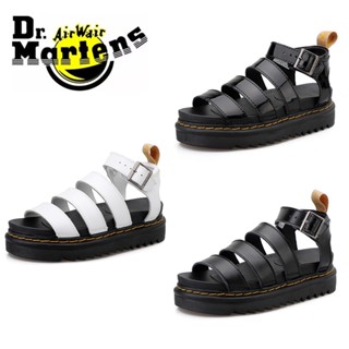 DR.MARTENS พร้อมส่ง Dr. รองเท้าแพลตฟอร์มมาร์ติน หนังวัวแท้ ส้นหนา แต่งหัวเข็มขัด สไตล์โรมัน สําหรับผู้หญิง