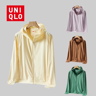 Uniqlo เสื้อแจ็กเก็ต ป้องกันแสงแดด UPF50 + กระจกป้องกันรังสียูวี สีฟ้ามิ้นท์ สีชมพู ยืดหยุ่น ทนต่อการสึกหรอ สําหรับผู้หญิง วิ่ง โยคะ กีฬา เสื้อกันลม