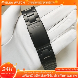 Fossil สายนาฬิกาข้อมือ สเตนเลส 22 มม. 22 มม. สีดํา สําหรับผู้ชาย FS4656 Fs4682 FS5586